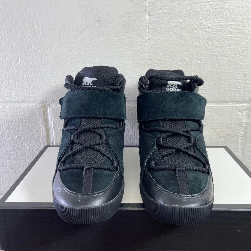 Sorel Out N About Black Sport Wedge Boots Shoes NL4928-010‎ Lace up Women's 7.5